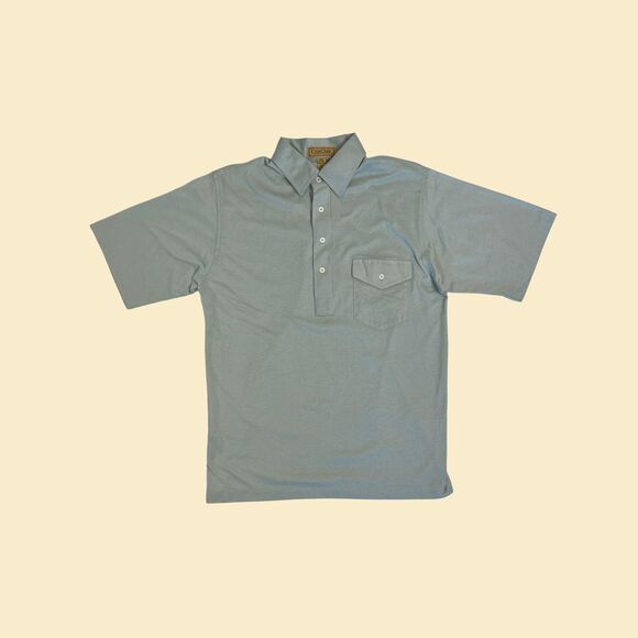 Vintage 70s/80s polo Cross Creek shirt, seafoam green USA-made cotton mens top - Picture 1 of 7